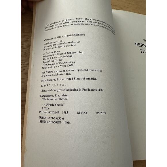 The Berserker Throne, Fred Saberhagen, PB, Fireside BK, 1985 Novel VTG - Picture 2 of 7